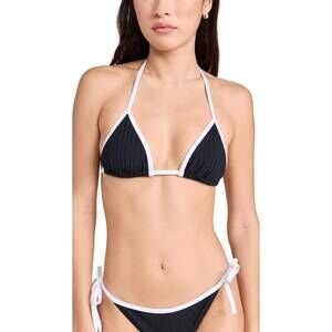 NEW SOLID & STRIPED women's iris triangle bikini top in black/white